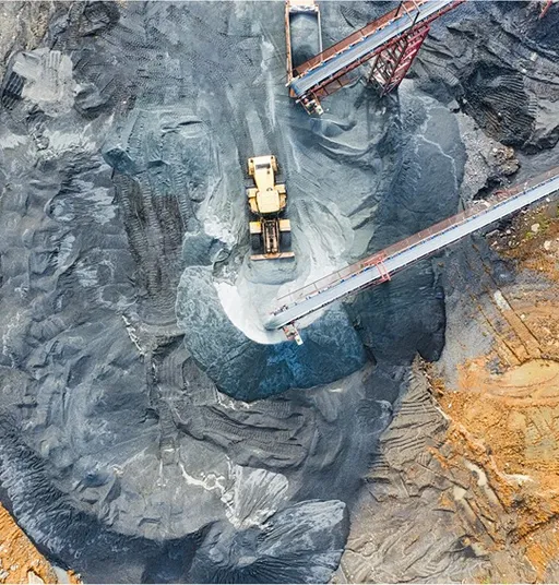 A mining site from an overhead perspective.
