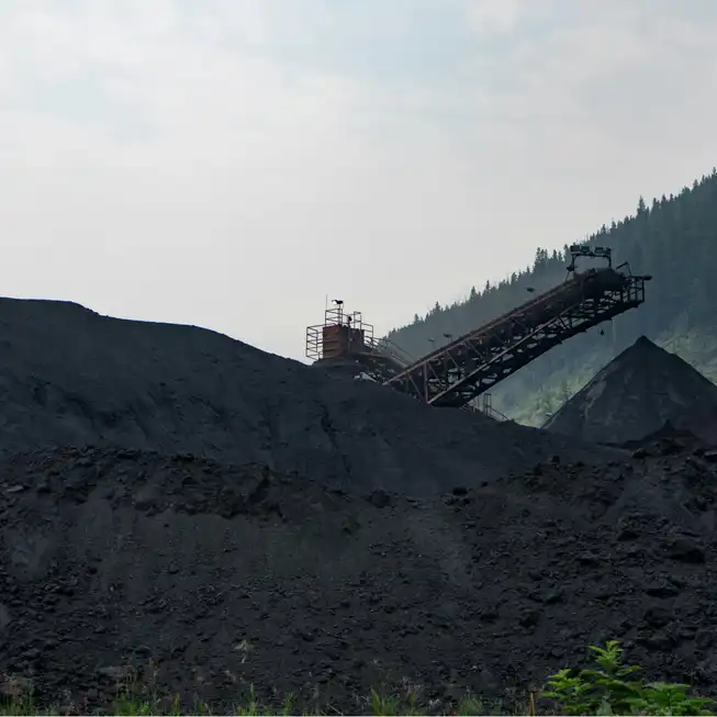 A mining site with a forest backdrop